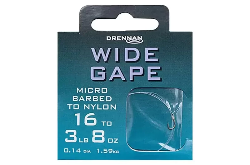 Drennan Wide Gape Barbed Hooks to Nylon